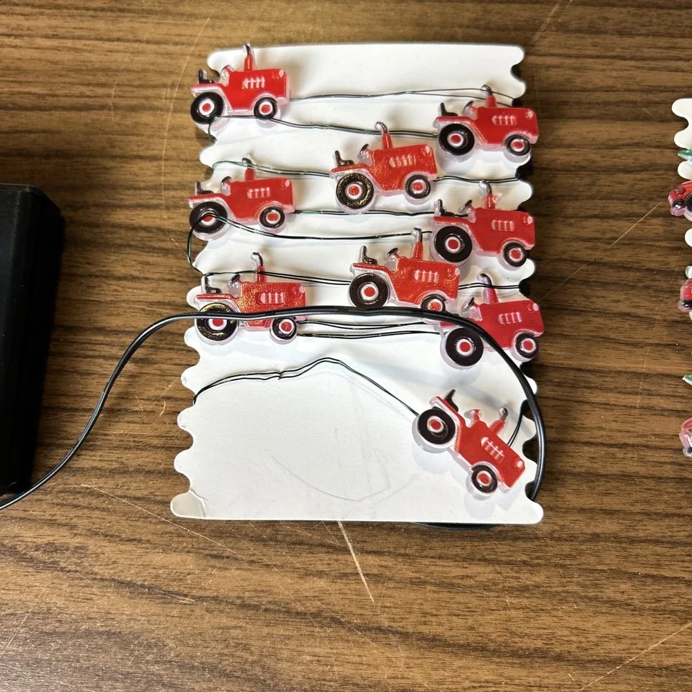 Winter Wonder Lane Christmas Red Pickup Truck Tractor LED String Light Lot of 2